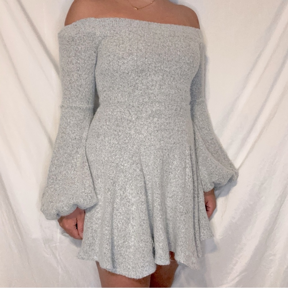 Off shoulder mini sweater dress